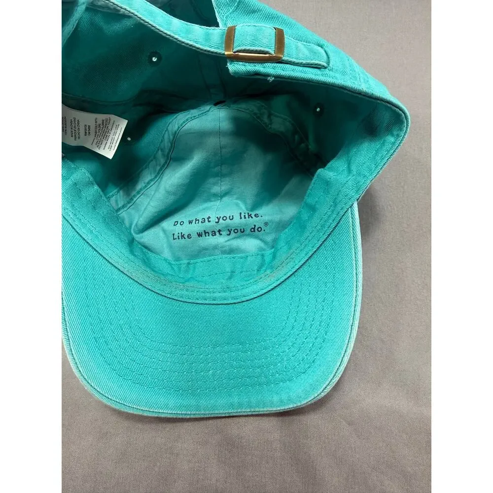 Life Is Good Sailboat Embroidered Baseball Cap Aqua Blue Adjustable Strap Hat